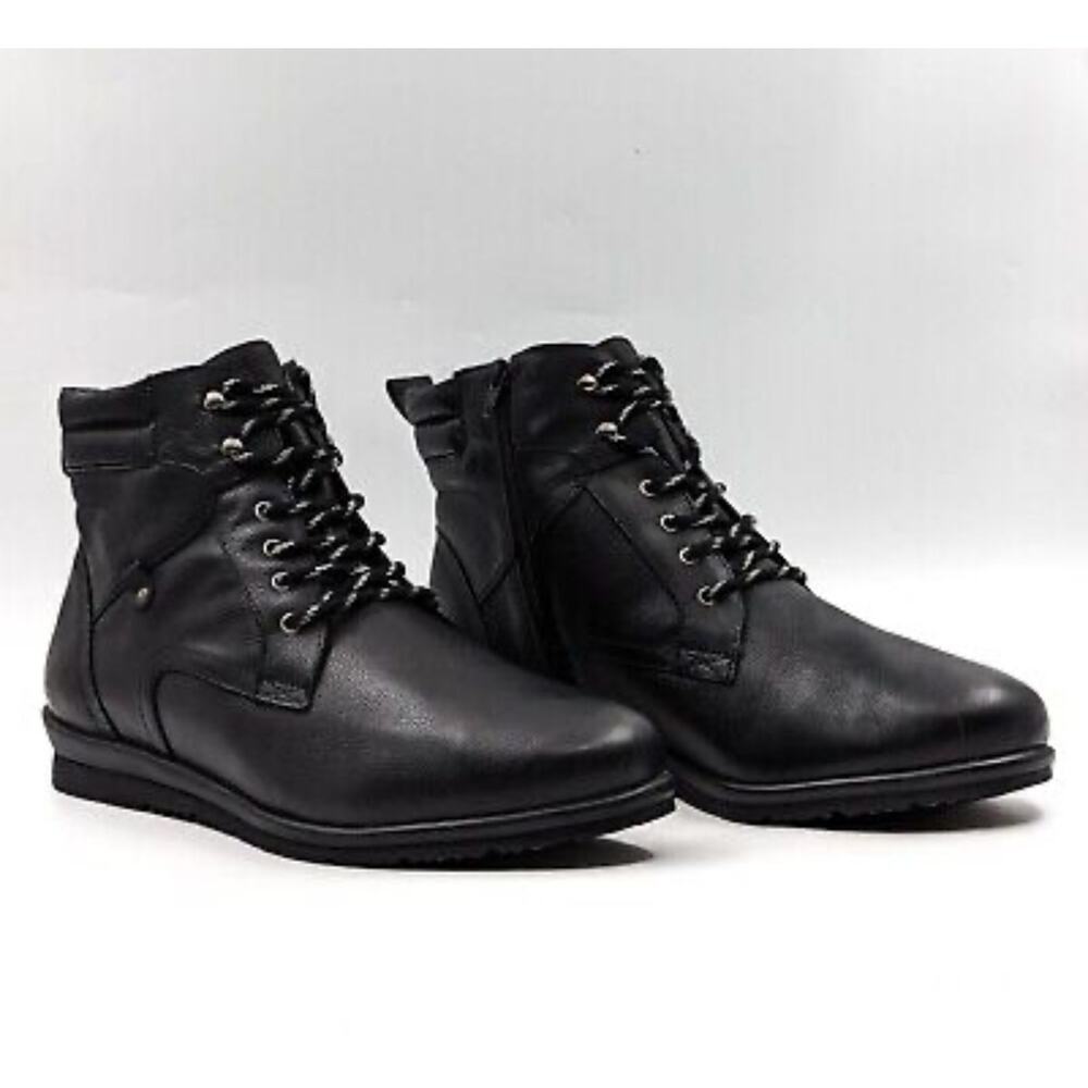 David Tate Women Peak Black‎ Leather Lace up Wide Fit Boots size 11 W - New